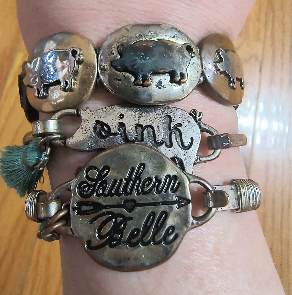 3/$10⭐ Southern Belle Three Bracelets, Pigs, Country Girl